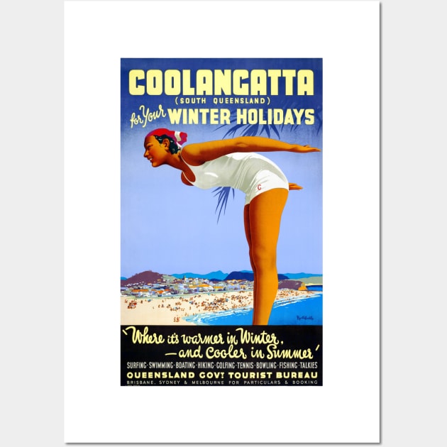 Vintage Travel Poster Coolangatta Australia Wall Art by vintagetreasure